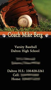 Coach Mike Berg's business card