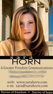Author Sara Horn's business card